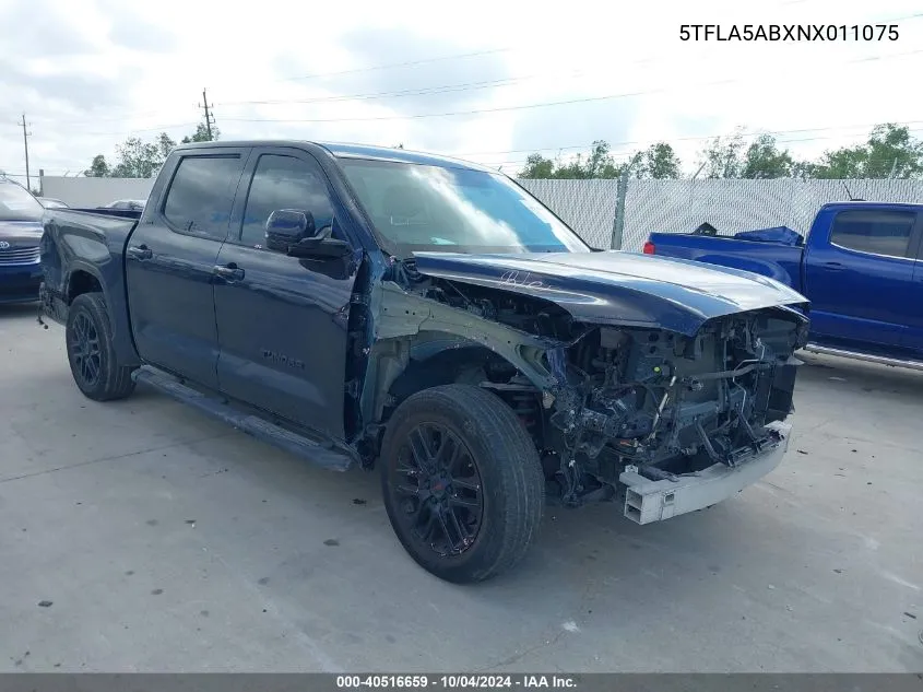 5TFLA5ABXNX011075 2022 Toyota Tundra Sr5