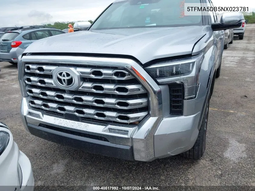 2022 Toyota Tundra 1794 Edition VIN: 5TFMA5DB5NX023781 Lot: 40517992