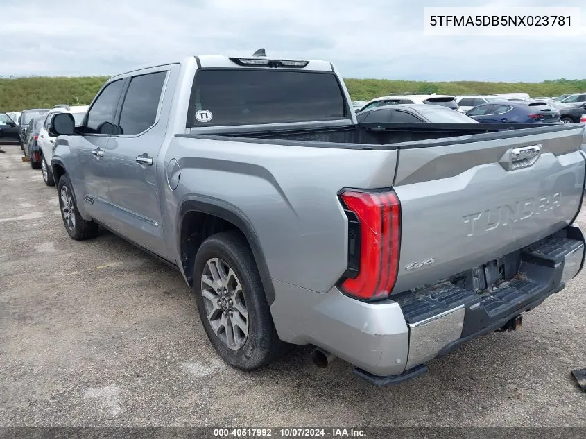 2022 Toyota Tundra 1794 Edition VIN: 5TFMA5DB5NX023781 Lot: 40517992