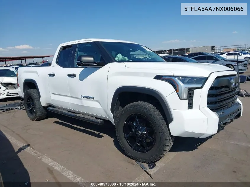 2022 Toyota Tundra Sr5 VIN: 5TFLA5AA7NX006066 Lot: 40573888