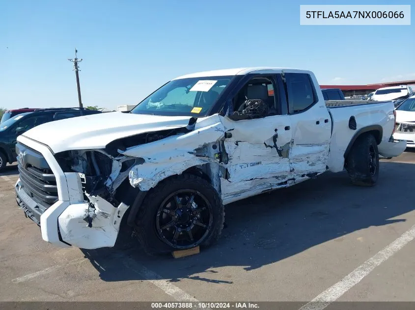 5TFLA5AA7NX006066 2022 Toyota Tundra Sr5