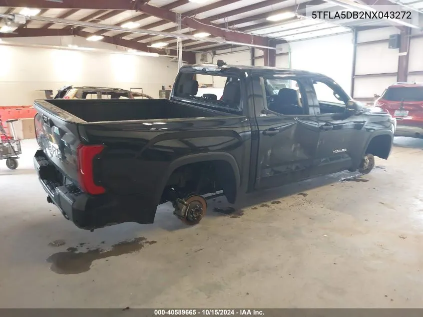 2022 Toyota Tundra Sr5 VIN: 5TFLA5DB2NX043272 Lot: 40589665