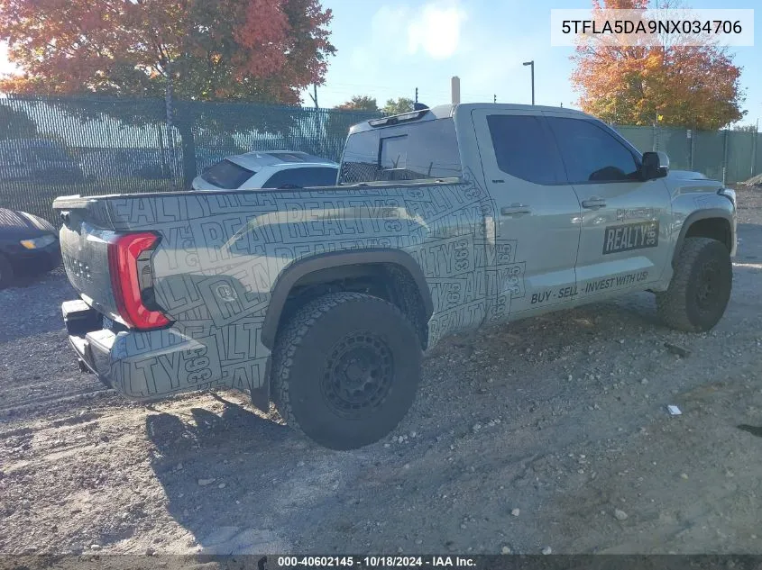 5TFLA5DA9NX034706 2022 Toyota Tundra Sr5