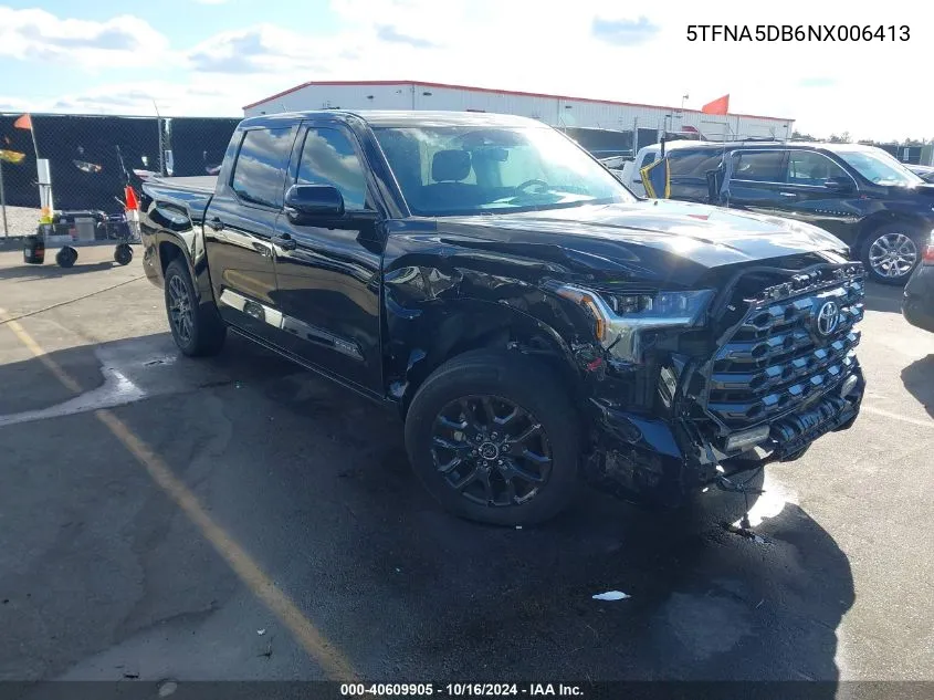 2022 Toyota Tundra Platinum VIN: 5TFNA5DB6NX006413 Lot: 40609905