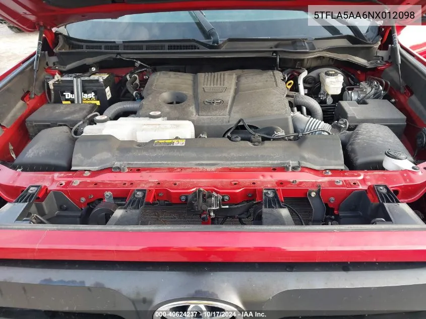 5TFLA5AA6NX012098 2022 Toyota Tundra Sr5