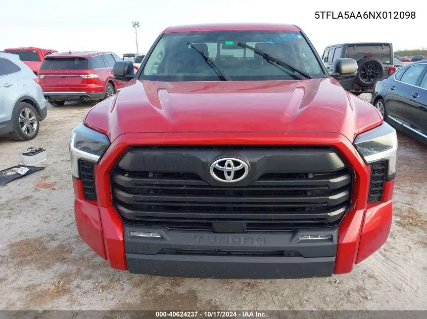 5TFLA5AA6NX012098 2022 Toyota Tundra Sr5