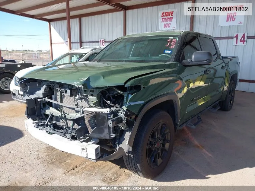 5TFLA5AB2NX011832 2022 Toyota Tundra Sr5