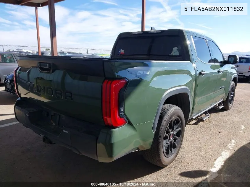 5TFLA5AB2NX011832 2022 Toyota Tundra Sr5