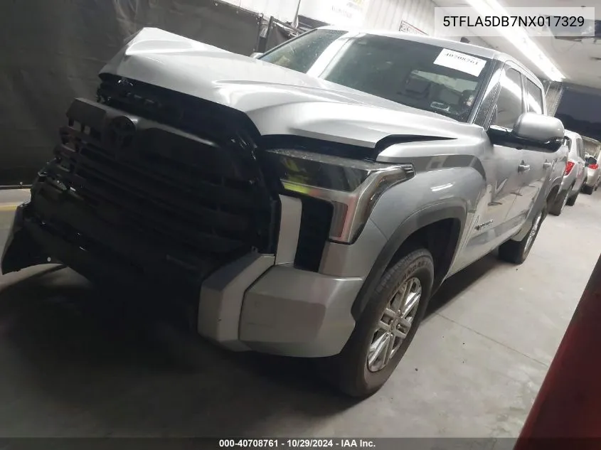 2022 Toyota Tundra Sr5 VIN: 5TFLA5DB7NX017329 Lot: 40708761