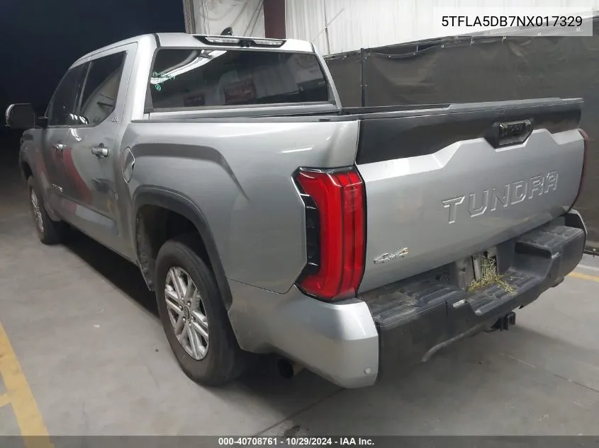 2022 Toyota Tundra Sr5 VIN: 5TFLA5DB7NX017329 Lot: 40708761