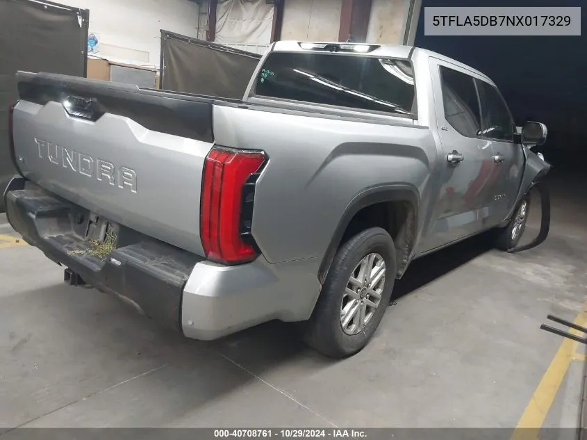 2022 Toyota Tundra Sr5 VIN: 5TFLA5DB7NX017329 Lot: 40708761