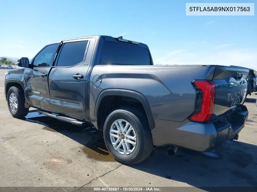 2022 Toyota Tundra Sr5 VIN: 5TFLA5AB9NX017563 Lot: 40730561