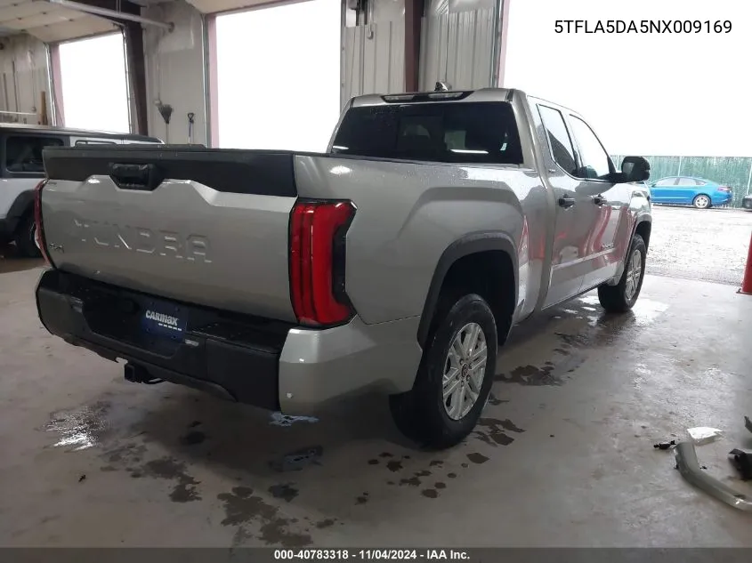 2022 Toyota Tundra Sr5 VIN: 5TFLA5DA5NX009169 Lot: 40783318