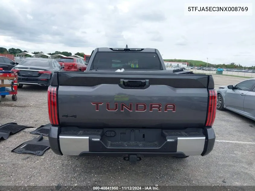 2022 Toyota Tundra Limited VIN: 5TFJA5EC3NX008769 Lot: 40841950