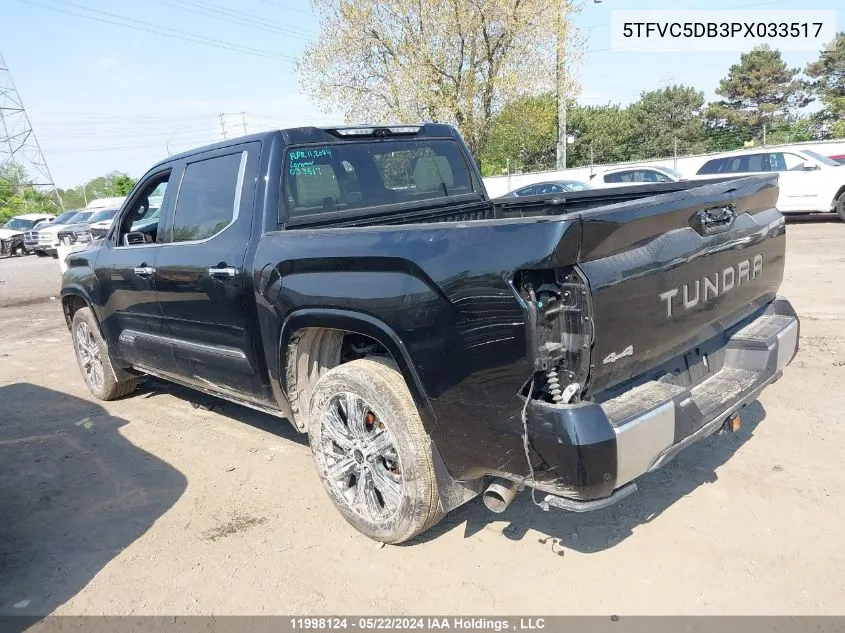 2023 Toyota Tundra Crewmax Capstone VIN: 5TFVC5DB3PX033517 Lot: 11998124