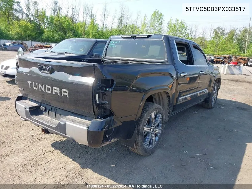 2023 Toyota Tundra Crewmax Capstone VIN: 5TFVC5DB3PX033517 Lot: 11998124