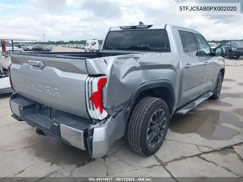 2023 Toyota Tundra Crewmax Limited VIN: 5TFJC5AB0PX002020 Lot: 40314017