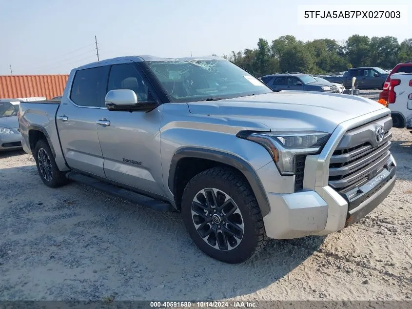 2023 Toyota Tundra Crewmax Limited VIN: 5TFJA5AB7PX027003 Lot: 40591680