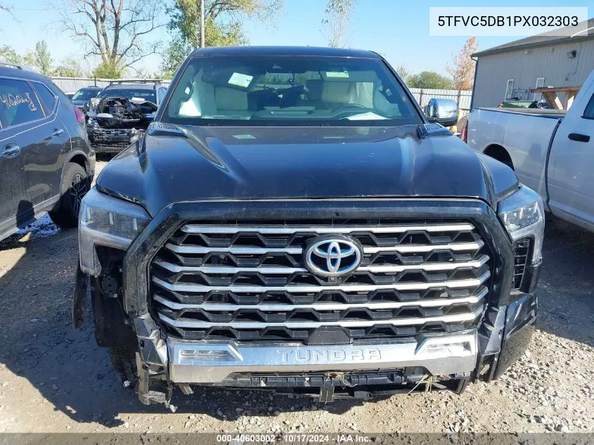 2023 Toyota Tundra Hybrid Crewmax Capstone VIN: 5TFVC5DB1PX032303 Lot: 40603002