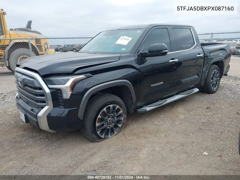 2023 Toyota Tundra Limited VIN: 5TFJA5DBXPX087160 Lot: 40728152