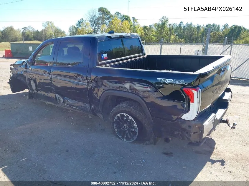 2023 Toyota Tundra Sr5 VIN: 5TFLA5AB4PX026142 Lot: 40802752