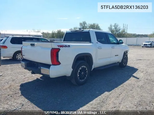 2024 Toyota Tundra Sr VIN: 5TFLA5DB2RX136203 Lot: 12076943