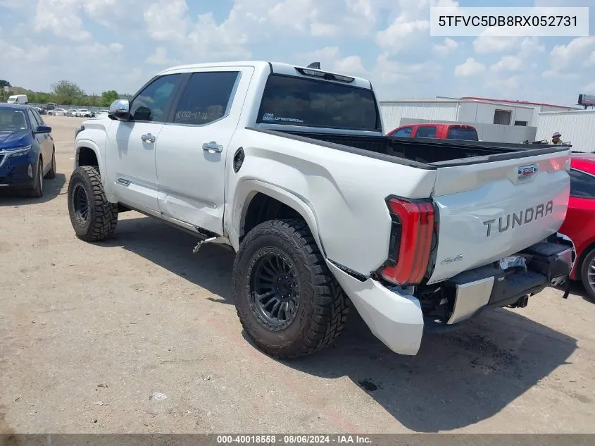 2024 Toyota Tundra Hybrid Capstone VIN: 5TFVC5DB8RX052731 Lot: 40018558