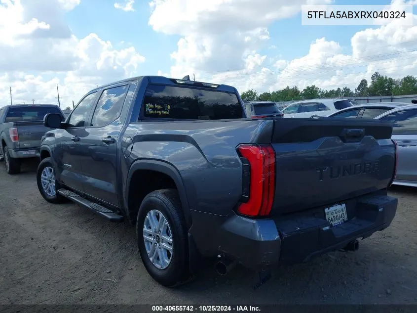 2024 Toyota Tundra Sr5 VIN: 5TFLA5ABXRX040324 Lot: 40655742