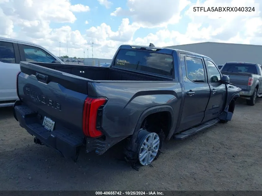 2024 Toyota Tundra Sr5 VIN: 5TFLA5ABXRX040324 Lot: 40655742