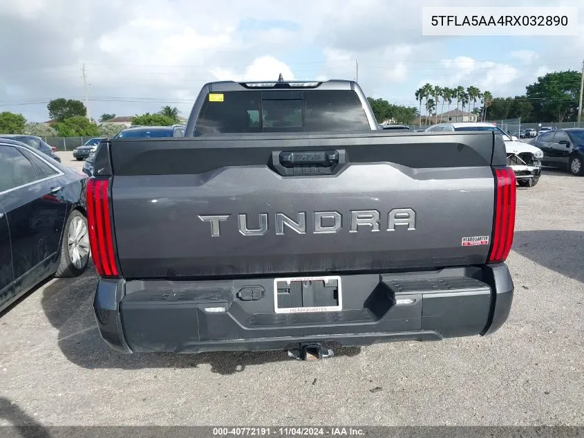 2024 Toyota Tundra Sr5 VIN: 5TFLA5AA4RX032890 Lot: 40772191