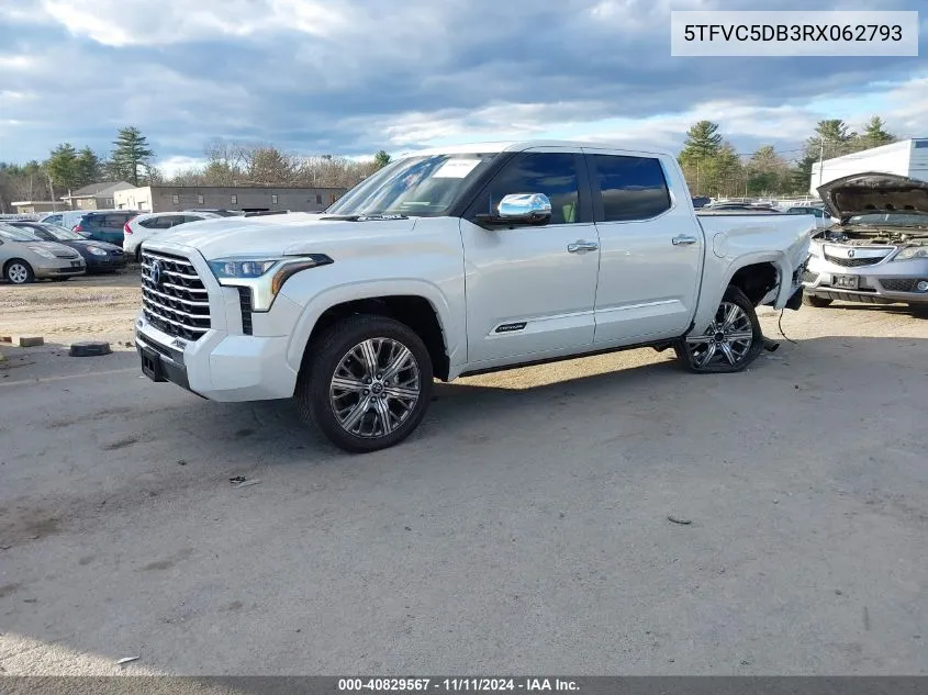 2024 Toyota Tundra Hybrid Capstone VIN: 5TFVC5DB3RX062793 Lot: 40829567