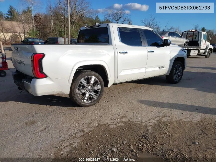 2024 Toyota Tundra Hybrid Capstone VIN: 5TFVC5DB3RX062793 Lot: 40829567