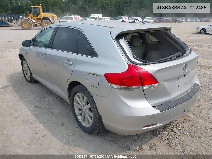 2010 Toyota Venza VIN: 4T3BA3BB7AU012486 Lot: 12053627