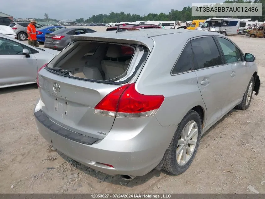 2010 Toyota Venza VIN: 4T3BA3BB7AU012486 Lot: 12053627