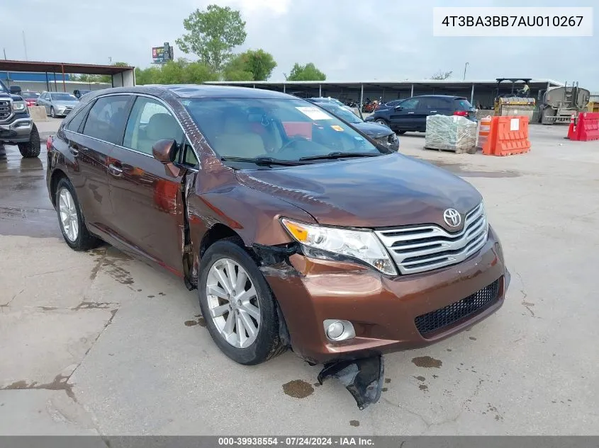 2010 Toyota Venza VIN: 4T3BA3BB7AU010267 Lot: 39938554