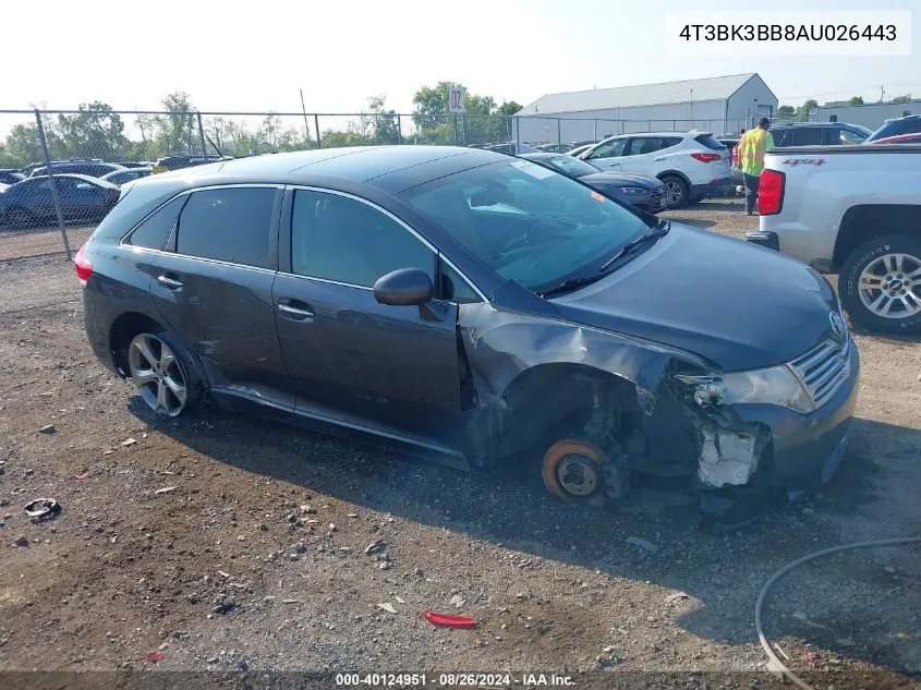 2010 Toyota Venza Base V6 VIN: 4T3BK3BB8AU026443 Lot: 40124951