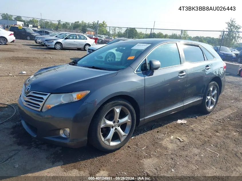 2010 Toyota Venza Base V6 VIN: 4T3BK3BB8AU026443 Lot: 40124951