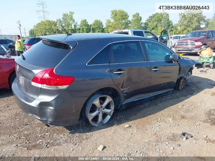 2010 Toyota Venza Base V6 VIN: 4T3BK3BB8AU026443 Lot: 40124951