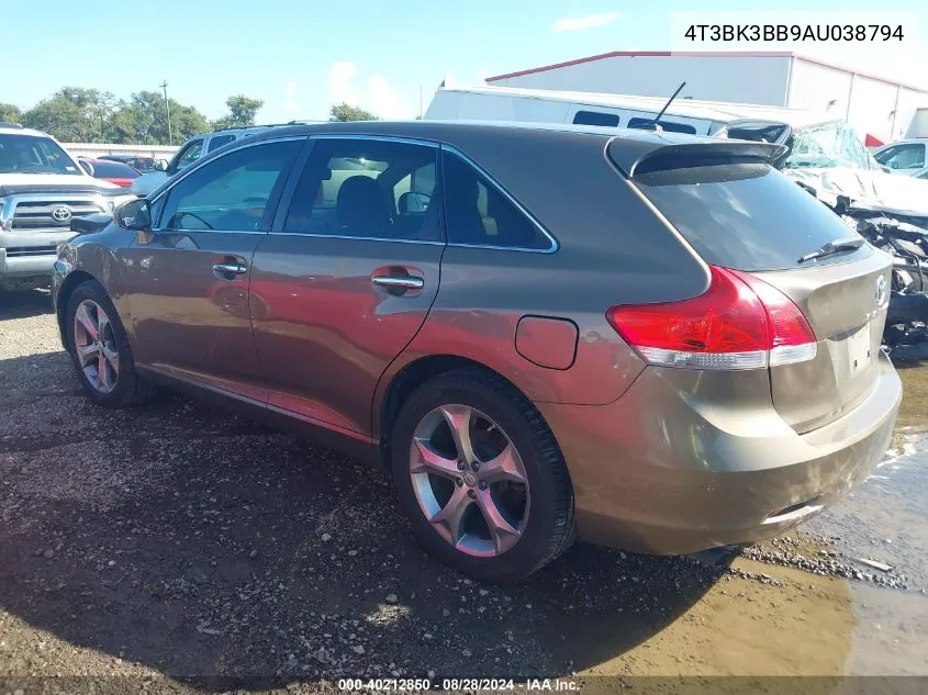 2010 Toyota Venza Base V6 VIN: 4T3BK3BB9AU038794 Lot: 40212850