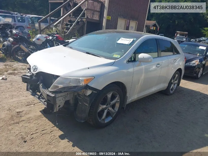 2010 Toyota Venza Base V6 VIN: 4T3BK3BB2AU038345 Lot: 40319603