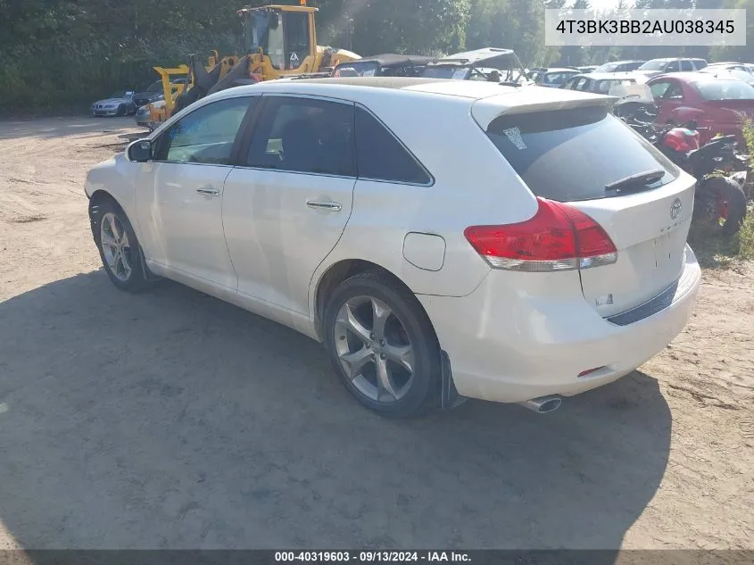 2010 Toyota Venza Base V6 VIN: 4T3BK3BB2AU038345 Lot: 40319603