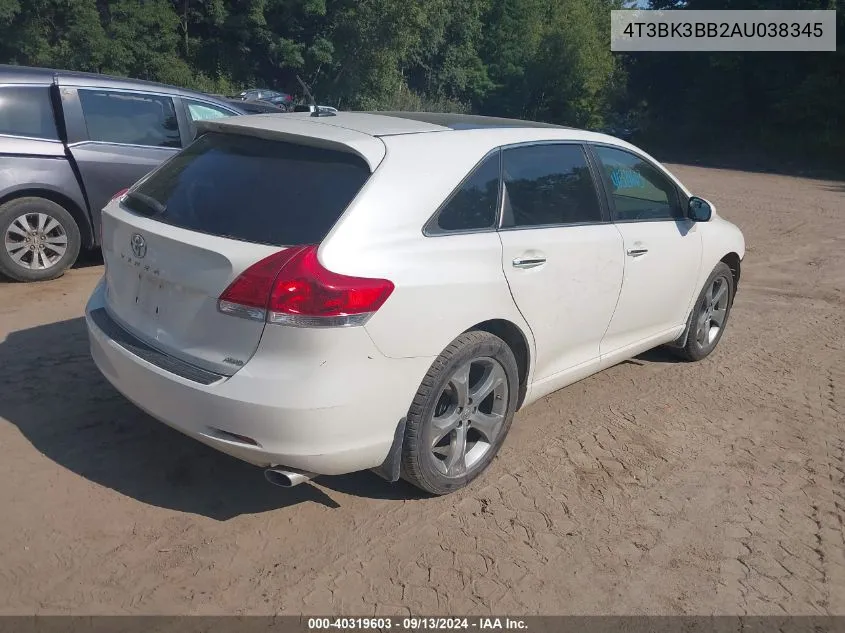 2010 Toyota Venza Base V6 VIN: 4T3BK3BB2AU038345 Lot: 40319603