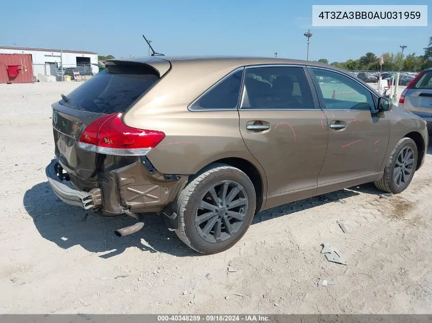 2010 Toyota Venza VIN: 4T3ZA3BB0AU031959 Lot: 40348289