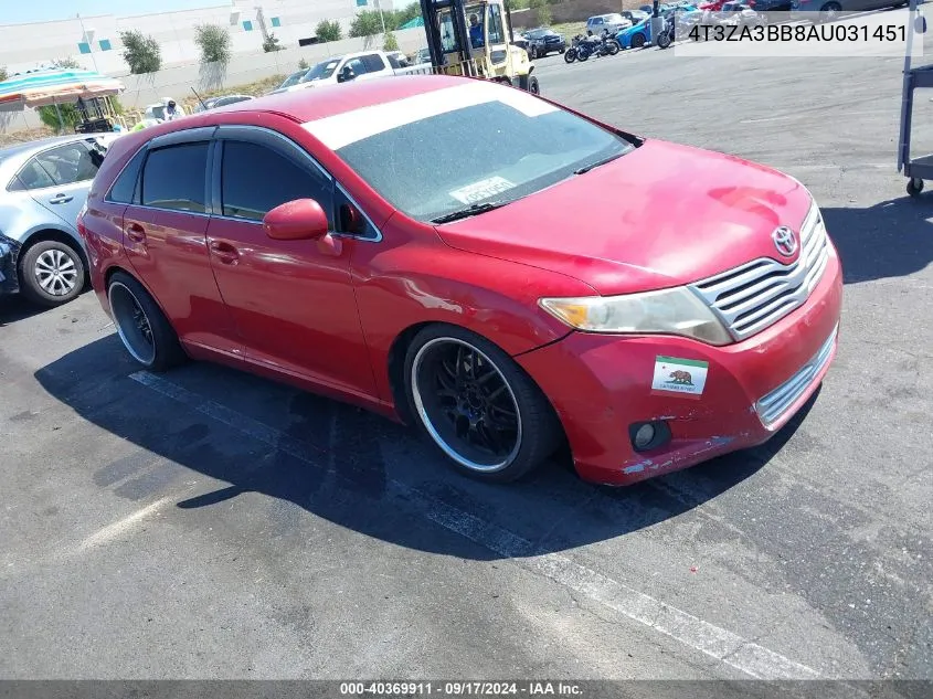 2010 Toyota Venza VIN: 4T3ZA3BB8AU031451 Lot: 40369911