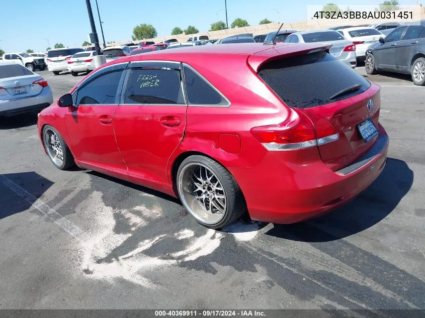 4T3ZA3BB8AU031451 2010 Toyota Venza