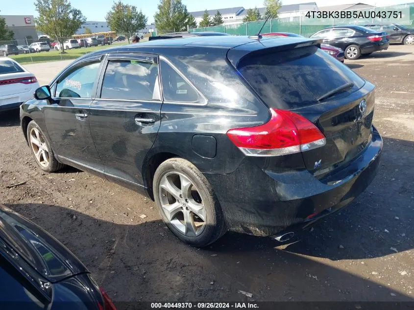 2010 Toyota Venza Base V6 VIN: 4T3BK3BB5AU043751 Lot: 40449370