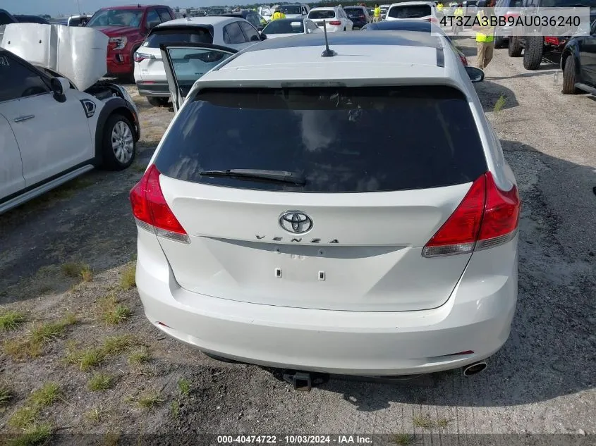 2010 Toyota Venza VIN: 4T3ZA3BB9AU036240 Lot: 40474722