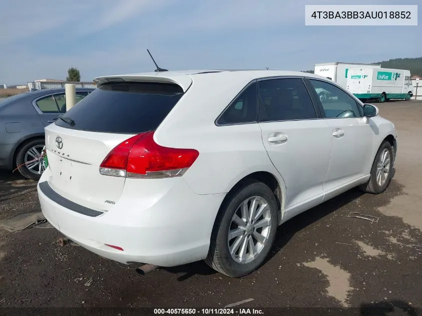 2010 Toyota Venza VIN: 4T3BA3BB3AU018852 Lot: 40575650