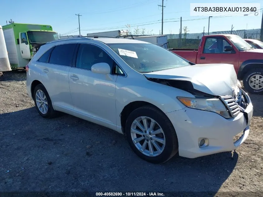 2010 Toyota Venza VIN: 4T3BA3BBXAU012840 Lot: 40582690