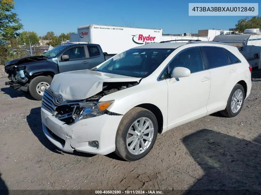 2010 Toyota Venza VIN: 4T3BA3BBXAU012840 Lot: 40582690